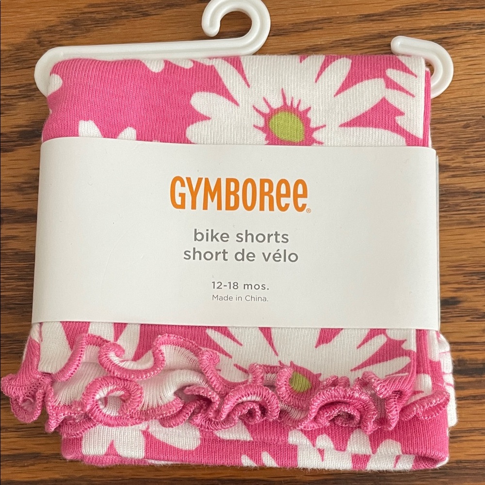 Gymboree Pink and White Floral Bike Shorts size 12-18